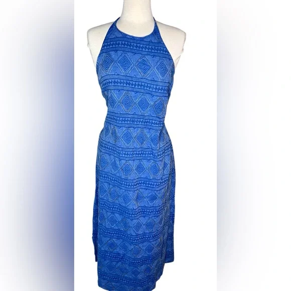 3 x $40 Zara womens blue beaded halter dress size L NWT - Picture 1 of 5